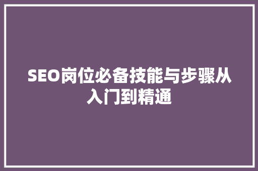 SEO岗位必备技能与步骤从入门到精通