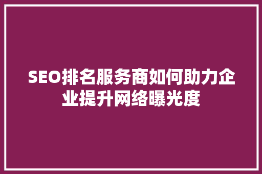 SEO排名服务商如何助力企业提升网络曝光度