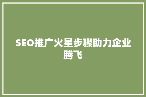 SEO推广火星步骤助力企业腾飞