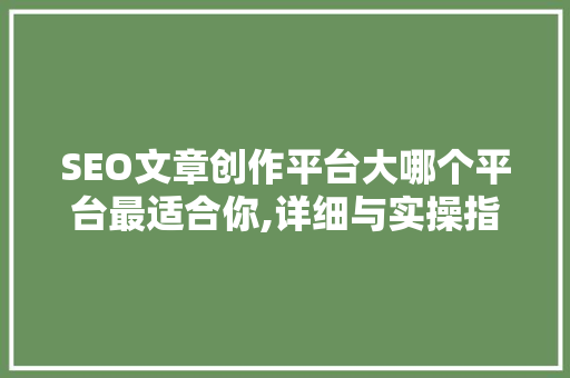 SEO文章创作平台大哪个平台最适合你,详细与实操指南
