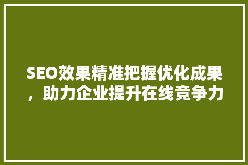 SEO效果精准把握优化成果，助力企业提升在线竞争力