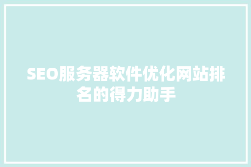 SEO服务器软件优化网站排名的得力助手