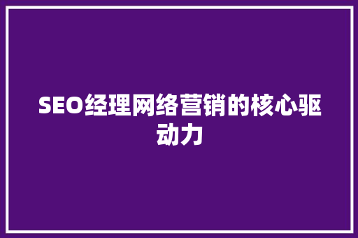 SEO经理网络营销的核心驱动力