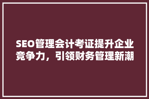SEO管理会计考证提升企业竞争力，引领财务管理新潮流