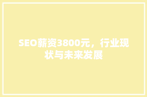 SEO薪资3800元，行业现状与未来发展