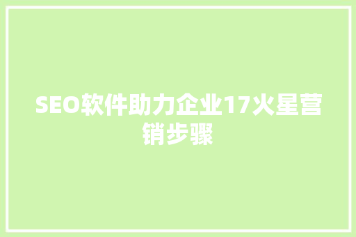 SEO软件助力企业17火星营销步骤