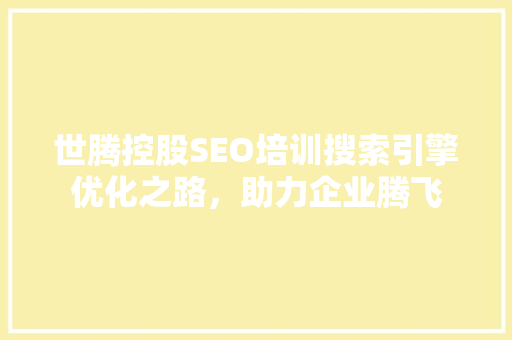 世腾控股SEO培训搜索引擎优化之路，助力企业腾飞