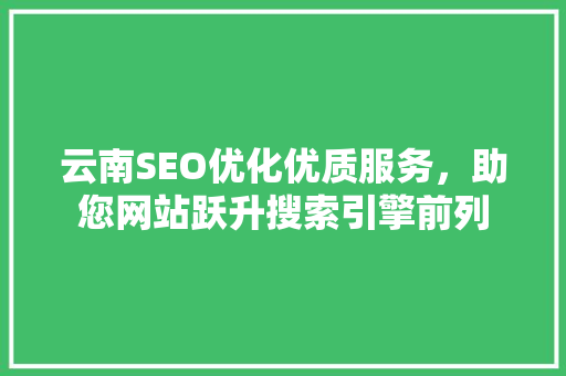 云南SEO优化优质服务，助您网站跃升搜索引擎前列