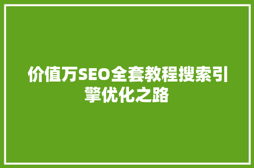 价值万SEO全套教程搜索引擎优化之路