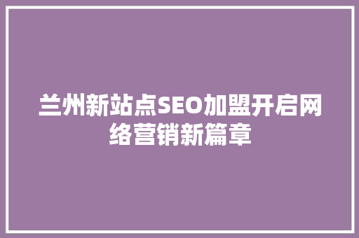 兰州新站点SEO加盟开启网络营销新篇章
