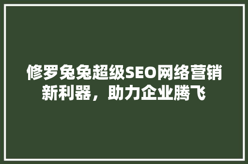 修罗兔兔超级SEO网络营销新利器，助力企业腾飞