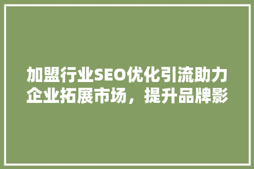 加盟行业SEO优化引流助力企业拓展市场，提升品牌影响力