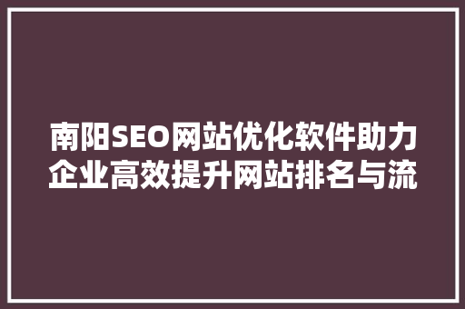 南阳SEO网站优化软件助力企业高效提升网站排名与流量