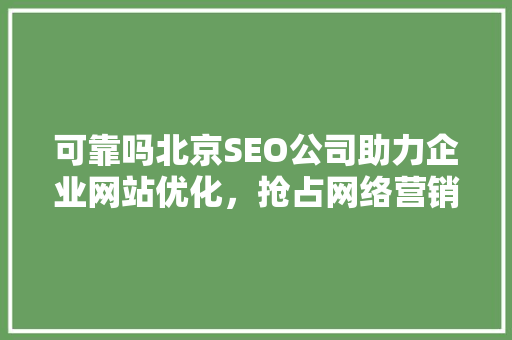 可靠吗北京SEO公司助力企业网站优化，抢占网络营销高地