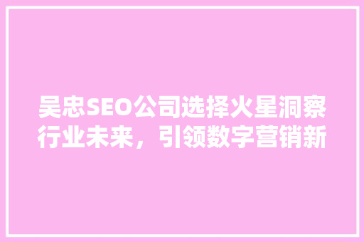 吴忠SEO公司选择火星洞察行业未来，引领数字营销新风向