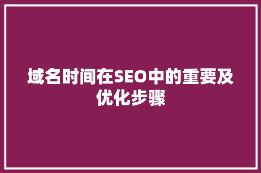 域名时间在SEO中的重要及优化步骤