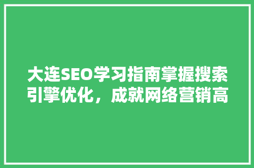 大连SEO学习指南掌握搜索引擎优化，成就网络营销高手
