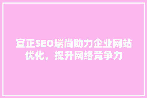 宣正SEO瑞尚助力企业网站优化，提升网络竞争力