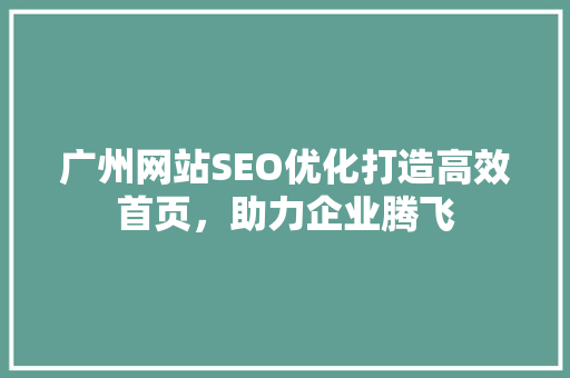 广州网站SEO优化打造高效首页，助力企业腾飞