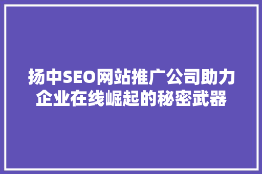 扬中SEO网站推广公司助力企业在线崛起的秘密武器