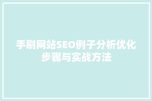 手刷网站SEO例子分析优化步骤与实战方法