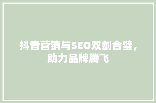 抖音营销与SEO双剑合璧，助力品牌腾飞