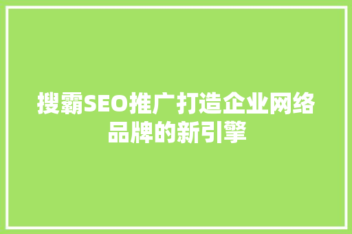 搜霸SEO推广打造企业网络品牌的新引擎