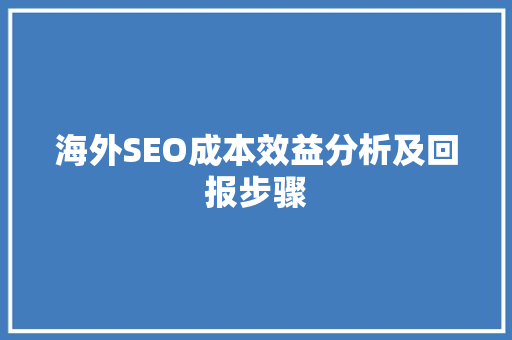 海外SEO成本效益分析及回报步骤