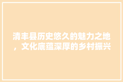 清丰县历史悠久的魅力之地，文化底蕴深厚的乡村振兴典范