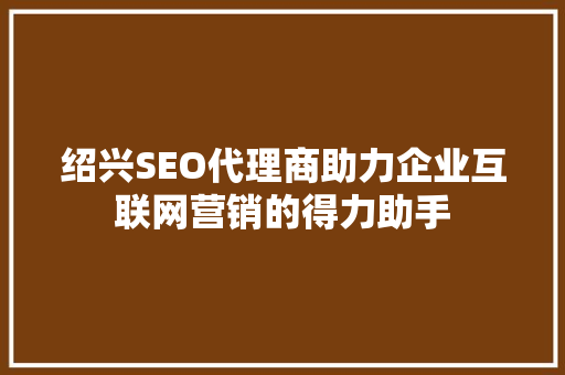绍兴SEO代理商助力企业互联网营销的得力助手