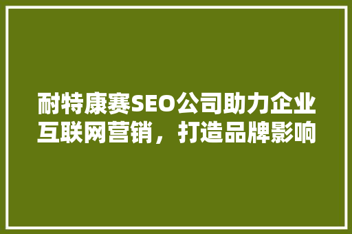 耐特康赛SEO公司助力企业互联网营销，打造品牌影响力新高度