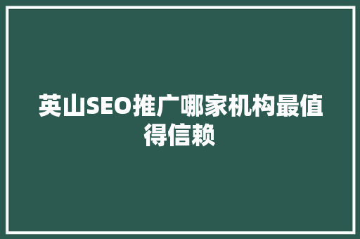 英山SEO推广哪家机构最值得信赖