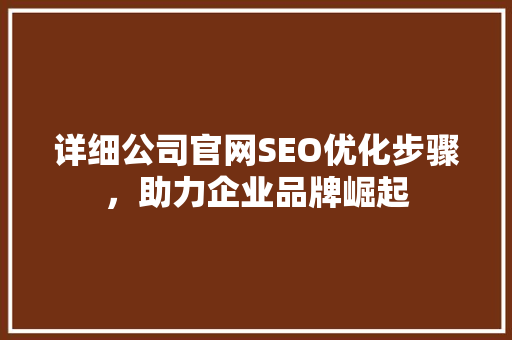 详细公司官网SEO优化步骤，助力企业品牌崛起
