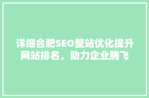 详细合肥SEO整站优化提升网站排名，助力企业腾飞