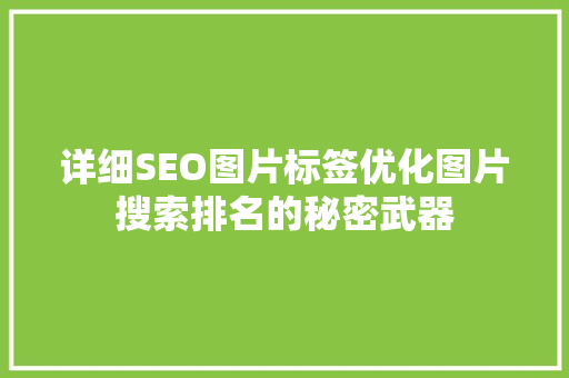 详细SEO图片标签优化图片搜索排名的秘密武器