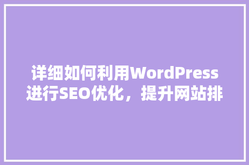 详细如何利用WordPress进行SEO优化，提升网站排名