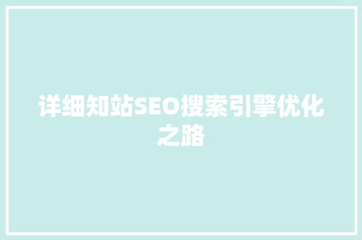 详细知站SEO搜索引擎优化之路