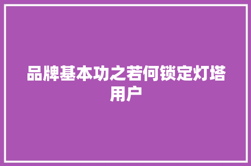 品牌基本功之若何锁定灯塔用户
