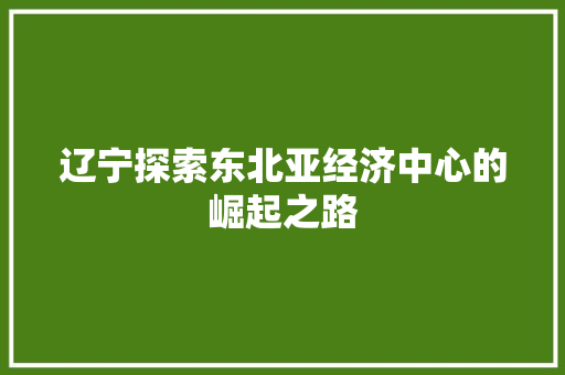 辽宁探索东北亚经济中心的崛起之路