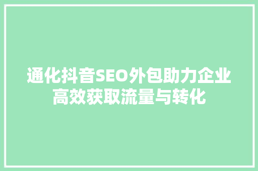 通化抖音SEO外包助力企业高效获取流量与转化
