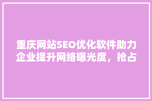 重庆网站SEO优化软件助力企业提升网络曝光度，抢占市场份额