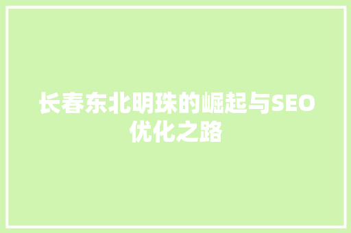 长春东北明珠的崛起与SEO优化之路