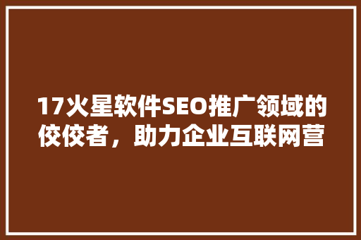 17火星软件SEO推广领域的佼佼者，助力企业互联网营销新篇章