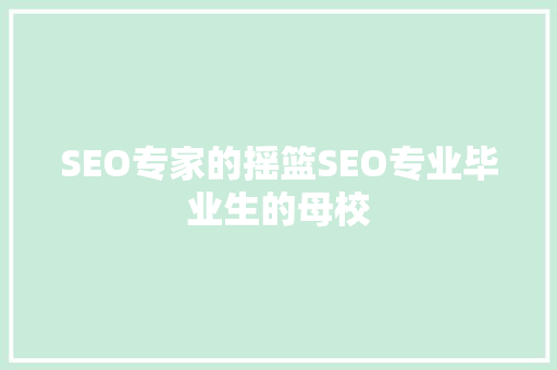 SEO专家的摇篮SEO专业毕业生的母校