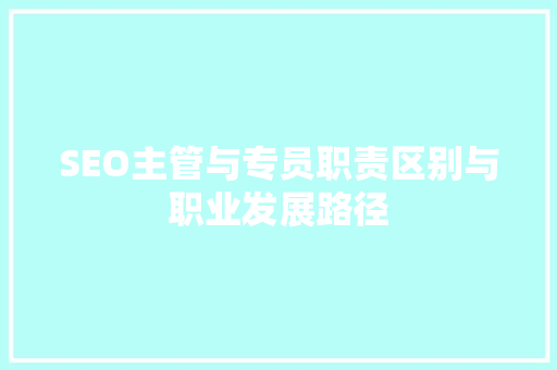 SEO主管与专员职责区别与职业发展路径