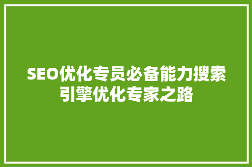 SEO优化专员必备能力搜索引擎优化专家之路