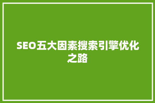 SEO五大因素搜索引擎优化之路