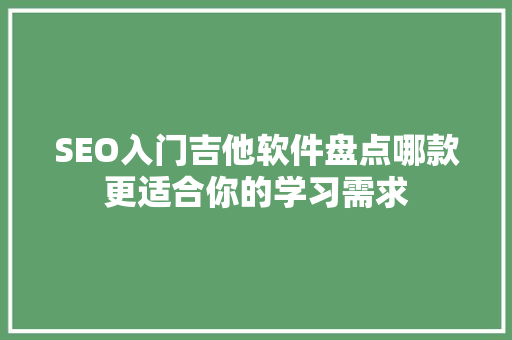 SEO入门吉他软件盘点哪款更适合你的学习需求