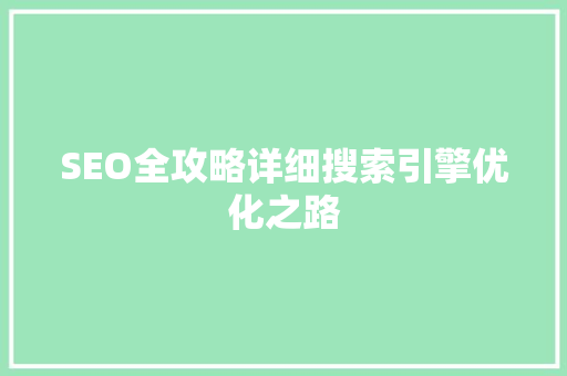 SEO全攻略详细搜索引擎优化之路