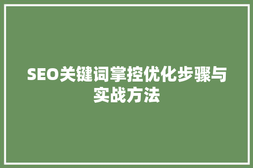 SEO关键词掌控优化步骤与实战方法
